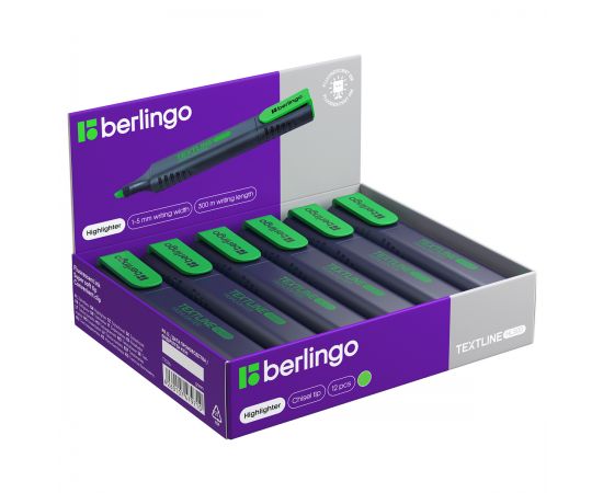 Текстовыделитель Berlingo "Textline HL500" зеленый, 1-5мм T7016