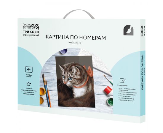 Картина по номерам на холсте ТРИ СОВЫ "Любимая кошка", 30*40, с акриловыми красками и кистями КХ3040_53842