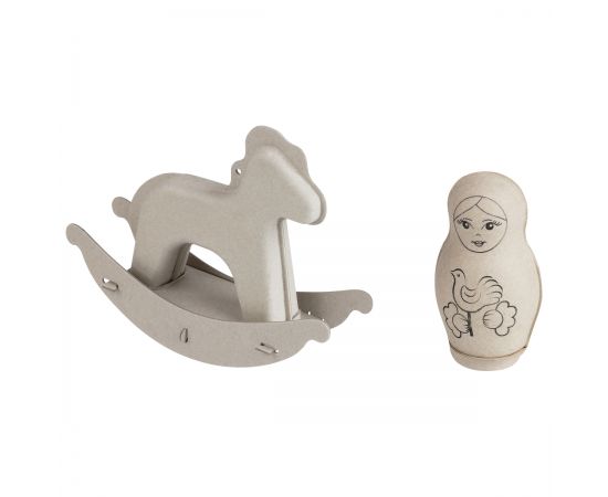 Набор для росписи ТРИ СОВЫ "Матрешка с лошадкой", с красками и кистью НР_54910