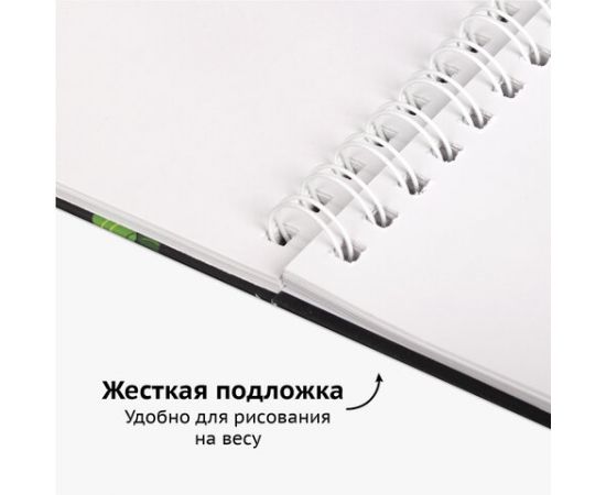Скетчбук, белая бумага 100г/м 195х195мм, 80л, гребень, твердая обложка, BRAUBERG ART DEBUT, 112986 112986