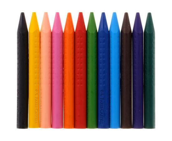 Мелки пластиковые Faber-Castell "Grip", 12цв., трехгранные, картон, европодвес 122520