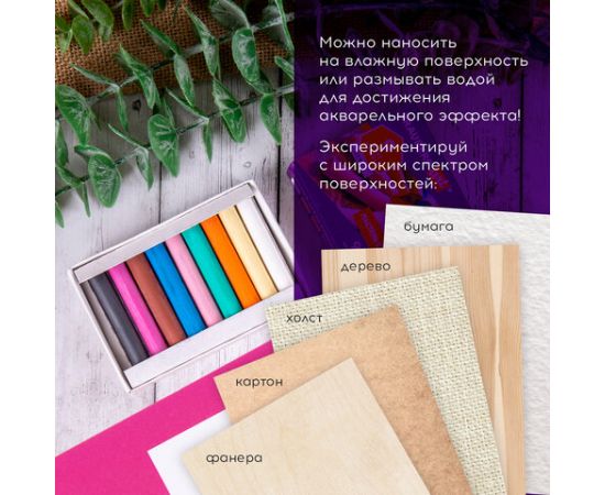 Пастель сухая художественная BRAUBERG ART DEBUT, 9 цветов, круглое сечение, 181459 181459
