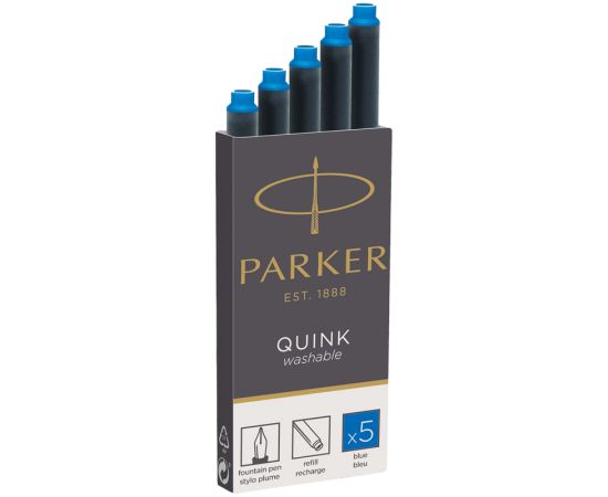 Картриджи чернильные Parker "Cartridge Quink" смываемые синие, 5шт., блистер 1950208