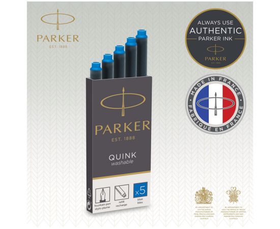 Картриджи чернильные Parker "Cartridge Quink" смываемые синие, 5шт., блистер 1950208