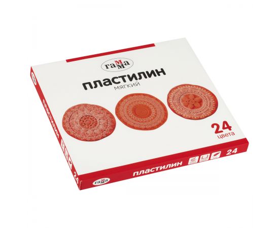 Пластилин Гамма, 24 цвета, 480г, со стеком, картон. упаковка 2001241