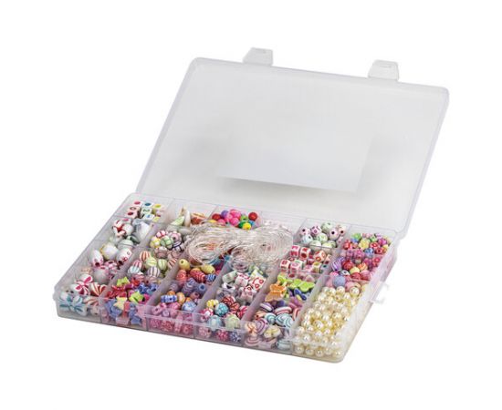 Набор BEADS SET для творчества и рукоделия, 450 бусин, 24 вида, нить, BRAUBERG KIDS, 664695 664695