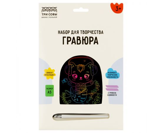 Гравюра с мультицветной основой ТРИ СОВЫ "Музыка", А5 GA5_49951