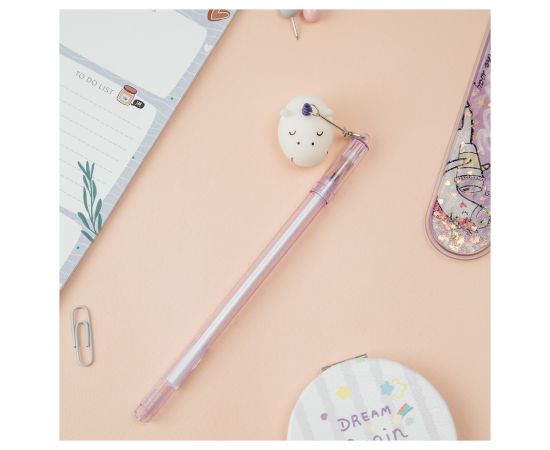 Ручка шариковая MESHU "Hello, Unicorn", синяя, 0,7мм, корпус ассорти, с топпером MS_02675