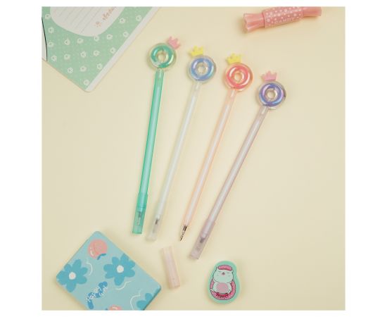 Ручка шариковая MESHU "Crown Donuts" синяя, 0,7мм, корпус ассорти, с топпером MS_02835