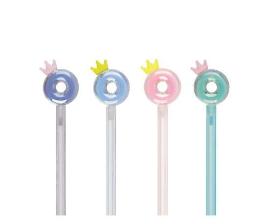 Ручка шариковая MESHU "Crown Donuts" синяя, 0,7мм, корпус ассорти, с топпером MS_02835