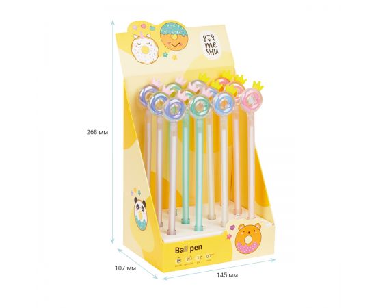 Ручка шариковая MESHU "Crown Donuts" синяя, 0,7мм, корпус ассорти, с топпером MS_02835