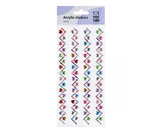 Наклейки акриловые MESHU "Zigzag", 25*10см, стразы, 396 наклеек, инд. уп., европодвес MS_46771