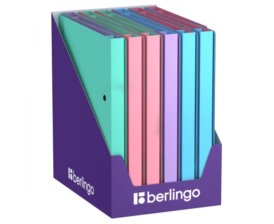Папка на 2 кольцах Berlingo "Haze" A4, 24мм, 600мкм, D-кольца, с внутр. карманом, софт-тач, ассорти RB4_2D925