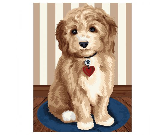 Картина по номерам на картоне ТРИ СОВЫ "Любимый щенок", 30*40, с акриловыми красками и кистями КК_53782