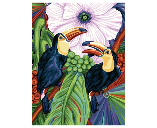 Картина по номерам на холсте ТРИ СОВЫ "Туканы", 40*50, с акриловыми красками и кистями КХ4050_53926