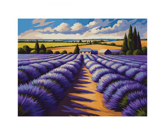Картина по номерам на холсте ТРИ СОВЫ "Лавандовое поле", 40*50, с акриловыми красками и кистями КХ4050_53929