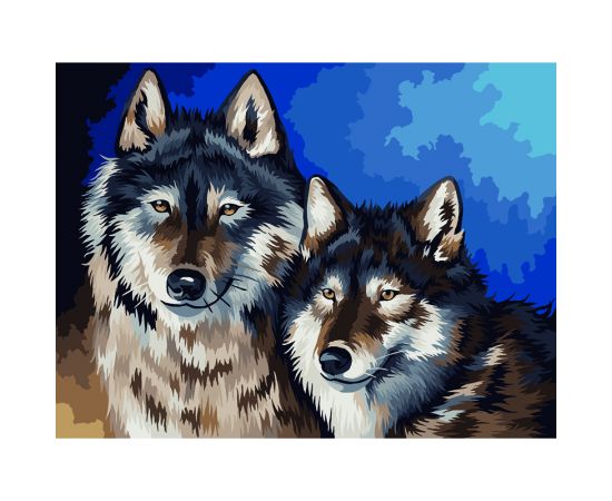 Картина по номерам на холсте ТРИ СОВЫ "Волки", 30*40, с акриловыми красками и кистями КХ_44091