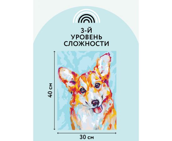 Картина по номерам на холсте ТРИ СОВЫ "Корги", 30*40, с акриловыми красками и кистями КХ_44101