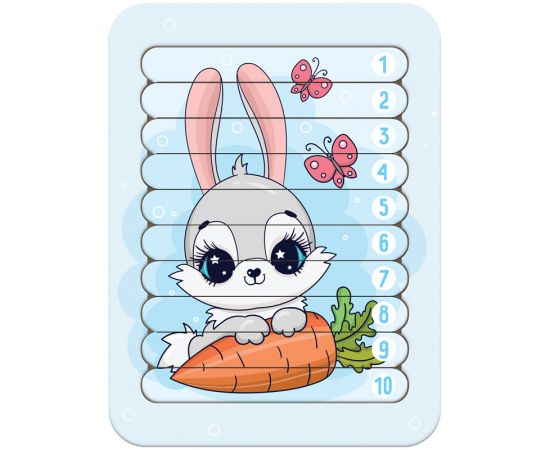 Деревянный пазл - палочки ТРИ СОВЫ "Зайка", 10 деталей на подложке, фанера, ХДФ ПЗ00127