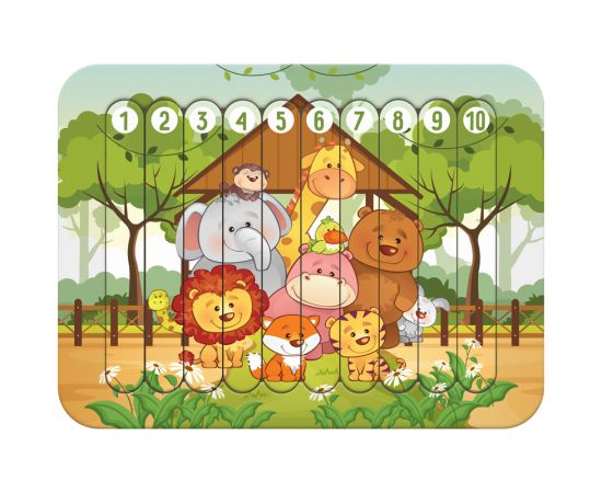 Деревянный пазл - палочки ТРИ СОВЫ "Зоопарк", 10 деталей на подложке, фанера, ХДФ ПЗ00128
