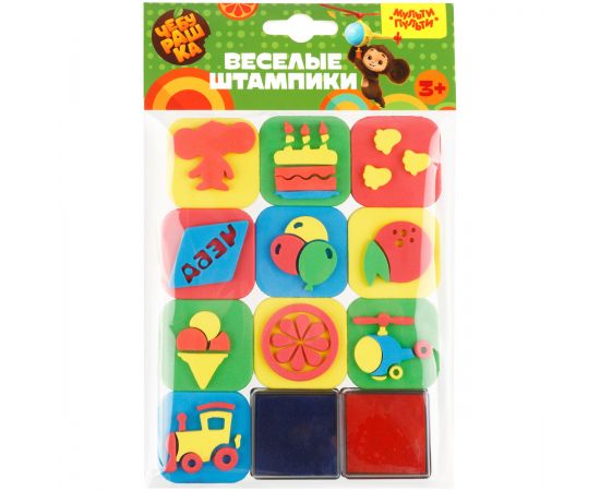 Набор штампиков для творчества Мульти-Пульти "Чебурашка", EVA, 10шт., с чернилами ЧБ_53273