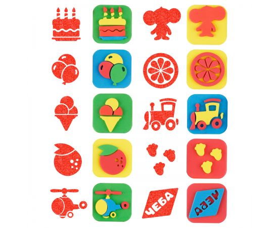 Набор штампиков для творчества Мульти-Пульти "Чебурашка", EVA, 10шт., с чернилами ЧБ_53273