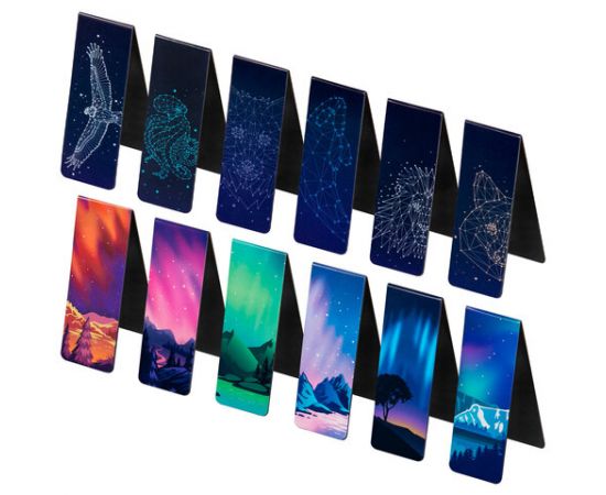 Закладки для книг МАГНИТНЫЕ, "GALAXY", набор 12 шт., 60x20 мм, BRAUBERG, 113171 113171