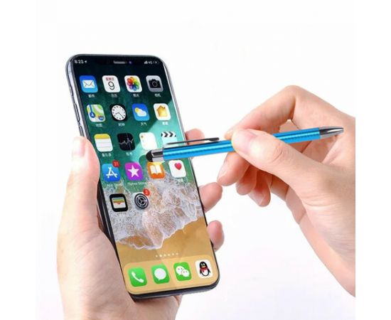 Ручка-стилус SONNEN для смартфонов/планшетов, СИНЯЯ, корп.ассорти, серебр.детали, линия 1мм, 141587 141587