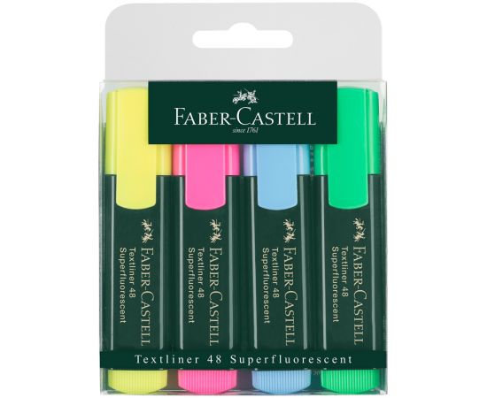 Набор текстовыделителей Faber-Castell "48" 04цв., 1-5мм, пластик. уп., европодвес 154804