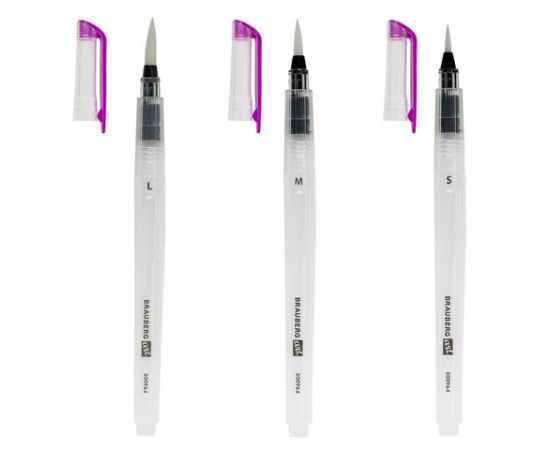 Кисти художественные с резервуаром для воды синтетика набор 3 шт, BRAUBERG ART DEBUT, 200964 200964