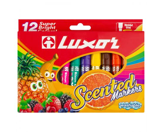 Фломастеры Luxor "ColourMaxx", 12цв., ароматизированные, смываемые, ПВХ, европодвес 3065/Box 12