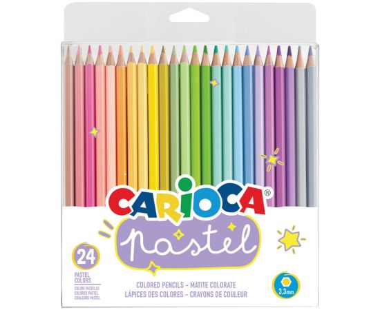 Карандаши цветные Carioca "Pastel", 24цв., заточен., ПВХ, европодвес 43310