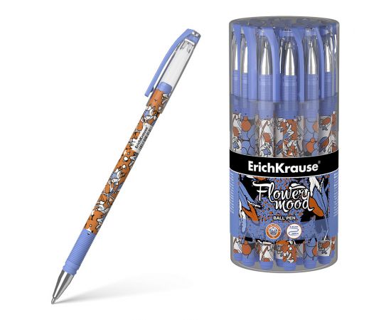 Ручка шариковая ErichKrause Tulips Stick, цвет чернил синий 48080