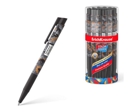 Ручка шариковая автоматическая ErichKrause ColorTouch Matic&Grip Rough Native 0.7, цвет чернил синий 48782