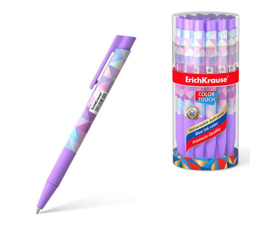 Ручка шариковая автоматическая ErichKrause ColorTouch Matic&Grip Magic Rhombs 0.7, цвет чернил синий 50744