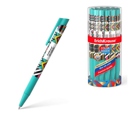 Ручка шариковая автоматическая ErichKrause ColorTouch Matic&Grip Ornament 0.7, цвет чернил синий 50826