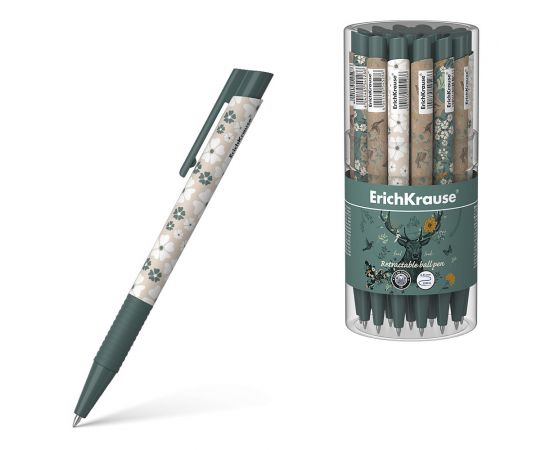 Ручка шариковая автоматическая ErichKrause Natural Life Matic&Grip 0.7,  цвет чернил синий 54528