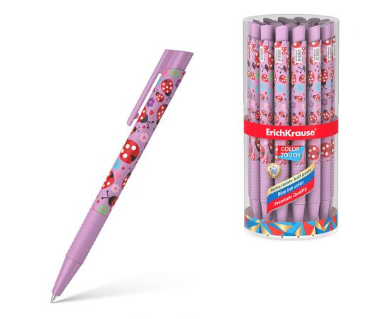 Ручка шариковая автоматическая ErichKrause ColorTouch Matic&Grip Ladybug 0.7, цвет чернил синий 56056