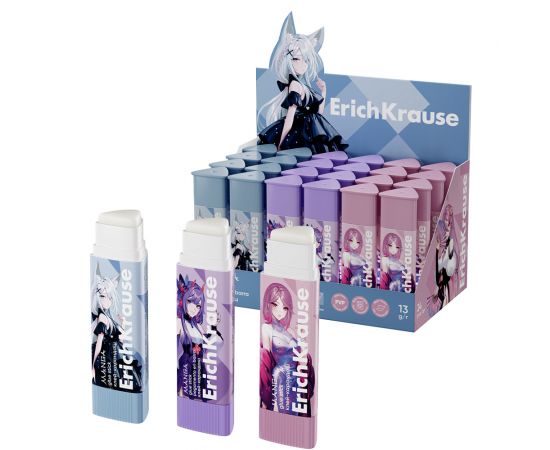 Клей-карандаш ErichKrause Prism Manga, 13г, ассорти 60497