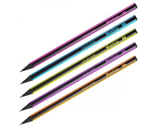 Карандаш ч/г Berlingo "Color Zone", трехгранный, черное дерево, заточен., ассорти BP01305
