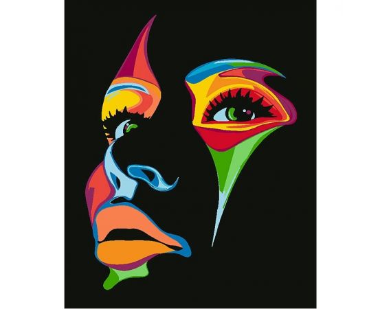 Рисование по номерам на чёрном холсте 40*50см  "Девушка" DV-14324