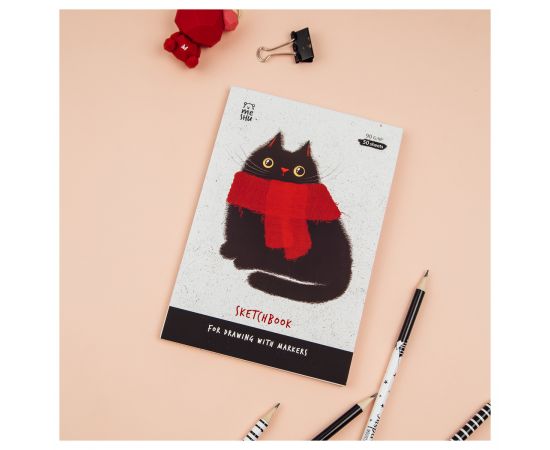 Скетчбук для рисования маркерами 50л. А5 на склейке MESHU "Cat", 90г/м2, soft touch MS_53575
