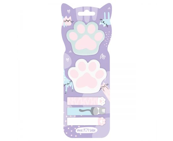 Флажки-закладкии самоклеящиеся блоки в наборе MESHU "Paws", 20л*5 цветов, европодвес MS_54259