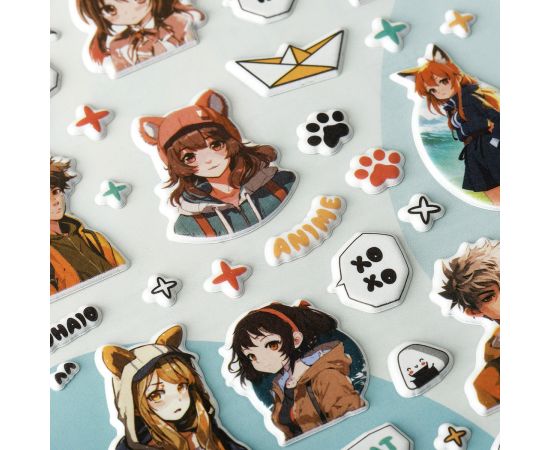 Наклейки объемные MESHU "Neko", 10*23см, пакет европодвес MS_57639