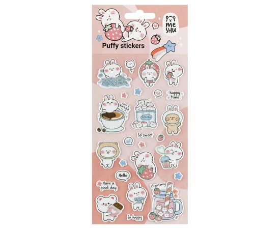 Наклейки объемные MESHU "Bubble bunny", 10*23см, пакет европодвес MS_57641