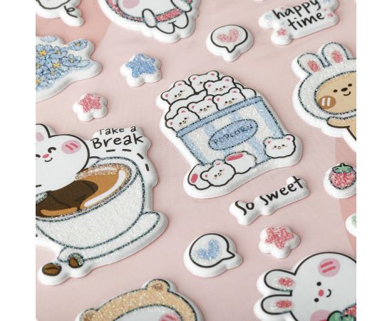 Наклейки объемные MESHU "Bubble bunny", 10*23см, пакет европодвес MS_57641