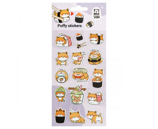 Наклейки объемные MESHU "Shiba Inu,", 10*23см, пакет европодвес MS_57643