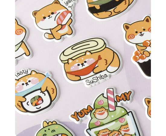 Наклейки объемные MESHU "Shiba Inu,", 10*23см, пакет европодвес MS_57643