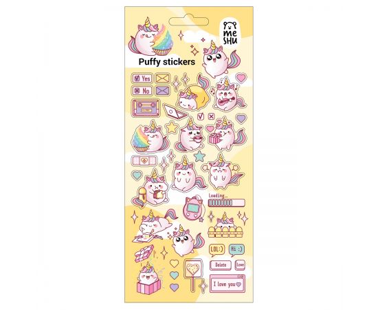 Наклейки объемные MESHU "Cute unicorn", 10*23см, пакет европодвес MS_57647