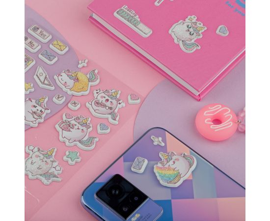 Наклейки объемные MESHU "Cute unicorn", 10*23см, пакет европодвес MS_57647